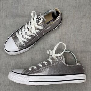 Converse Chuck Taylor All Star Silver Metallic Canvas Low Top Sneakers Women's 8